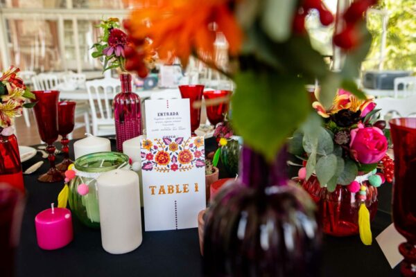 Nom de table et menu individuel mariage mexico dia de los muertos mexique fiesta original colorful cinco de mayo
