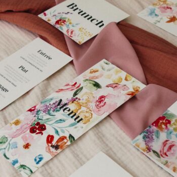 Faire-part mariage jardin fleuri coloré aquarelle